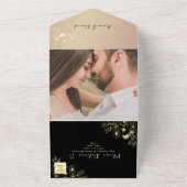 Boho Roos Gold en Black Wedding All In One Uitnodiging (Buitenkant)
