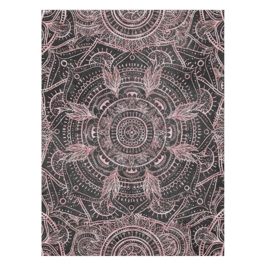 Boho Roos Gold Grey Mandala Elegant Design Tafelkleed (Voorkant)