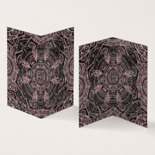 Boho Roos Gold Grey Mandala Elegant Design Visitekaartjes