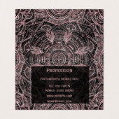 Boho Roos Gold Grey Mandala Elegant Design Visitekaartjes (Binnenkant ongevouwen)