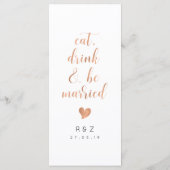 Boho Roos Goud Bruiloft Menu (Achterkant)