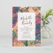 boho roos modern editable Wedding Kaart (Staand voorkant)