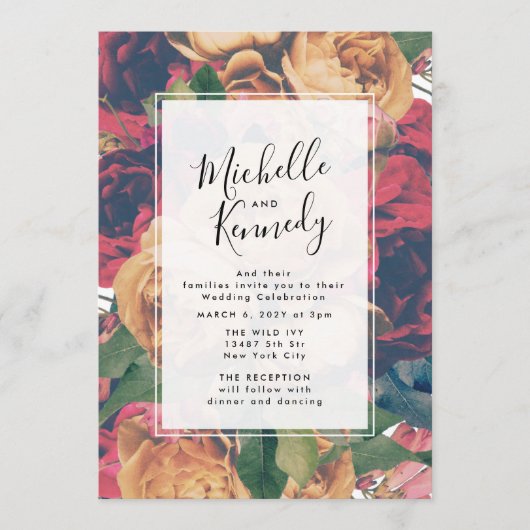 boho roos modern editable Wedding Kaart (Voorkant)