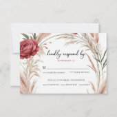 Boho Roos Pampas Grass Wedding RSVP Kaartje (Voorkant)