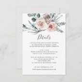 Boho Roos Wedding Details Kaart (Voorkant / Achterkant)
