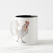 Boho Rooster Tweekleurige Koffiemok (Voorkant links)