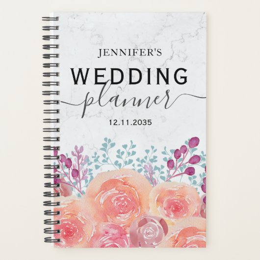 Boho Rose Aquarelle brûlé Wedding planner orange (Devant)