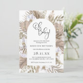 Boho rose Arc Floral Oh Baby shower Invitation (Debout devant)
