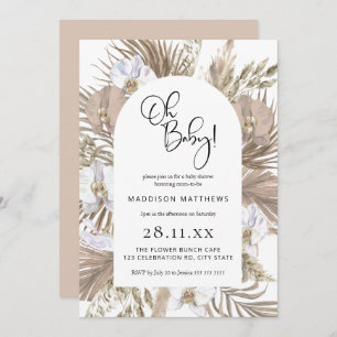 Boho rose Arc Floral Oh Baby shower Invitation