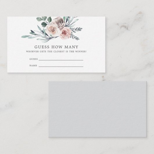 Boho Rose Baby shower Devinez combien de carte (Devant / Derrière)