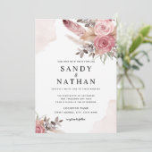 Boho Rose Dusty Faire-part de mariage (Debout devant)