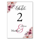 Boho rose Dusty Mariage Floral Numéro de table (Dos)