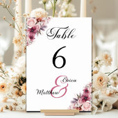 Boho rose Dusty Mariage Floral Numéro de table