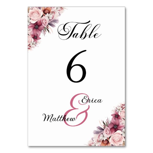 Boho rose Dusty Mariage Floral Numéro de table (Par défaut)