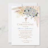 Boho rose fille Baptême Christening Invitation (Devant)