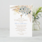 Boho rose fille Baptême Christening Invitation (Debout devant)