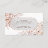 Boho rose fleurs carte de visite (Dos)