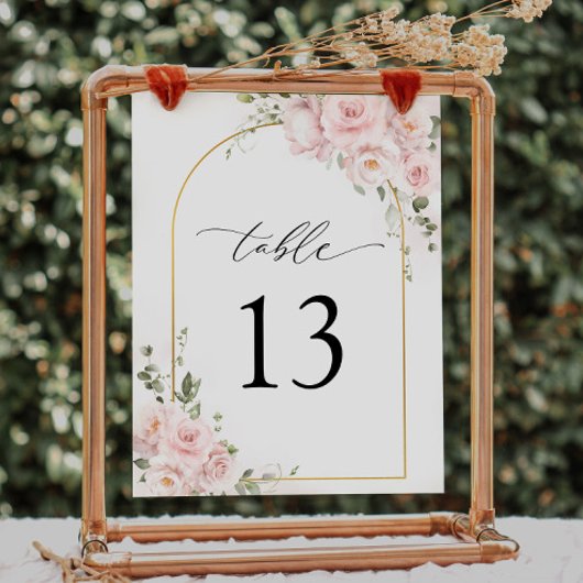 Boho Rose Floral Arch Mariage Numéro de table