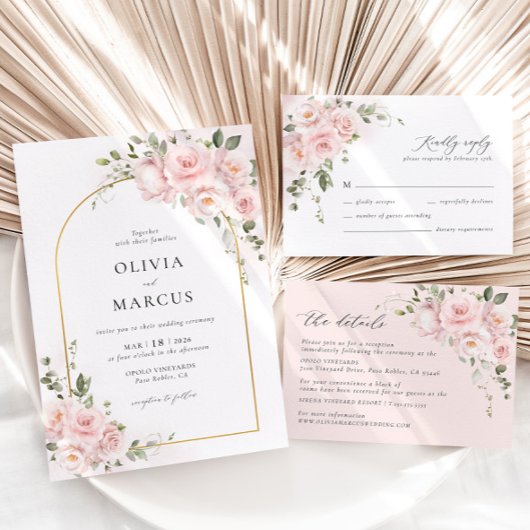 Boho Rose Floral Arch Mariage Numéro de table