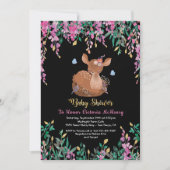 Boho rose Floral Baby Deer Shower Invitation (Devant)
