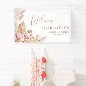 Boho rose floral | Bannière de bienvenue de la Fêt (En situation)