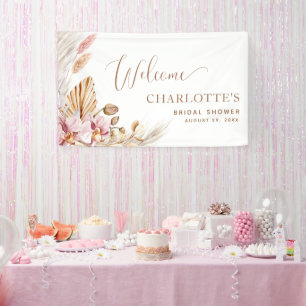 Boho rose floral Bannière de bienvenue de la Fêt