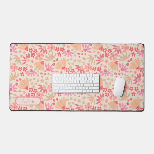Boho Rose Floral Bureau Mat (Clavier et souris)