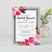 Boho Rose Floral & Dots Bridal Shower Invitation (Debout devant)