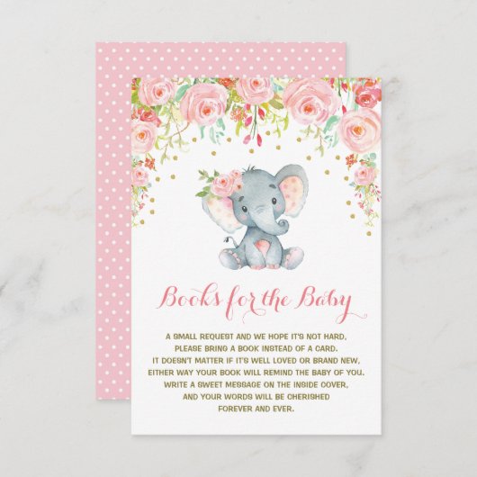 Boho Rose Floral Elephant Apportez une carte d'ins (Devant / Derrière)