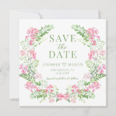 Boho rose floral Enregistrer la date invitation ph (Devant)