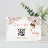 Boho Rose Floral Girl 1ère Sainte Communion Carte  (Debout devant)