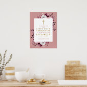 Boho rose Floral Première Affiche de bienvenue de (Cuisine)