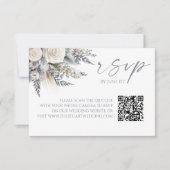 Boho Rose Floral QR Code Mariage RSVP Carte (Devant)