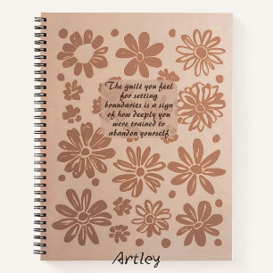 Boho Rose Floral Timbre Custom Quote Journal