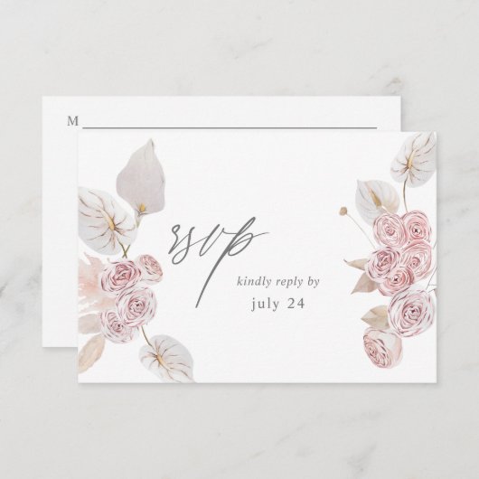 Boho rose Floral w Repas RSVP 2 (Devant / Derrière)