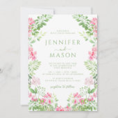 Boho Rose Floral Wreath Garden Mariage Invitation (Devant)