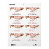 Boho Rose Florals | ÉTIQUETTE MERCI BABY SHOWER (Feuille entière)