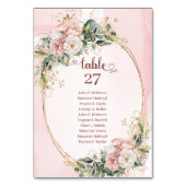 Boho Rose Gold Flowers Eucalyptus Table Number Kaart (Achterkant)