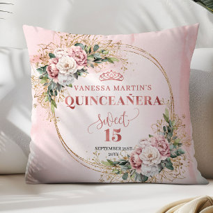 Boho Rose Goud Bloemige Groene Mis Quince Verjaard Kussen
