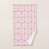 Boho Rose Hexagone Or et Glam Géométrique (Serviette à main)