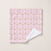 Boho Rose Hexagone Or et Glam Géométrique (Gant de toilette)