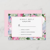 Boho rose lavande bleu prés bas Mariage RSVP (Devant / Derrière)