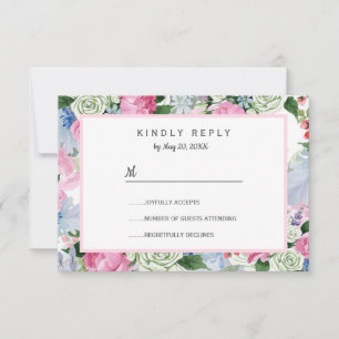 Boho rose lavande bleu prés bas Mariage RSVP