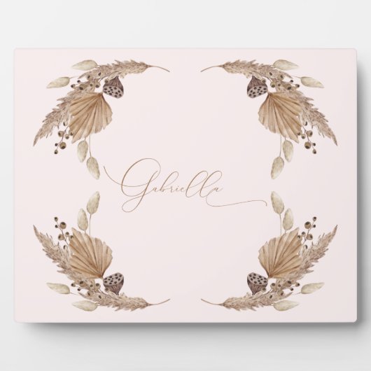 Boho Rose Nom personnalisé Tabletop Plaque avec Ea (Devant)