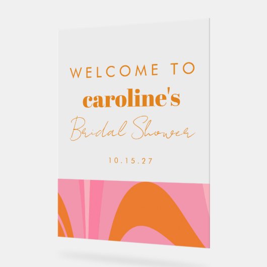 Boho Rose Orange Abstrait Personnalisé Fête de Mar (Angle)