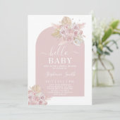Boho rose Pampas Grass Baby shower Invitation fill (Debout devant)