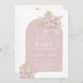 Boho rose Pampas Grass Baby shower Invitation fill (Devant / Derrière)