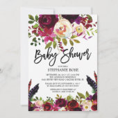 Boho Rose Purple Floral Baby shower Invitation (Devant)