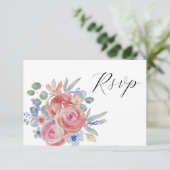 Boho Rose Rose Floral Watercolor Mariage Carte RSV (Debout devant)