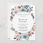 Boho rose Turquoise Plum Peony Couples Invitations (Devant)